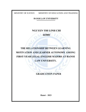 Luận văn thạc sĩ luật học mối quan hệ giữa động cơ học tập và tính tự chủ của người học ở sinh viên năm thứ nhất chuyên ngành tiếng anh pháp luật tại đại học luật hà nội