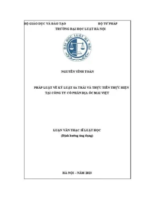 Luận văn thạc sĩ luật học pháp luật về kỷ luật sa thải và thực tiễn thực hiện tại công ty cổ phần địa ốc mai việt