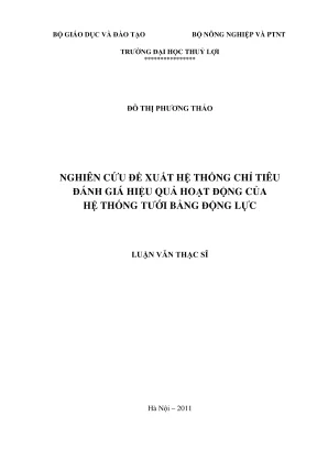 Luận văn thạc sĩ quy hoạch và quản lý tài nguyên nước lập hệ thống chỉ tiêu đánh giá hiệu quả hoạt động của hệ thống công trình thủy lợi đầu mối là trạm bơm