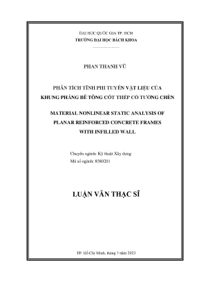 Luận văn thạc sĩ kỹ thuật xây dựng phân tích tĩnh phi tuyến vật liệu của khung phẳng bê tông cốt thép có tường chèn