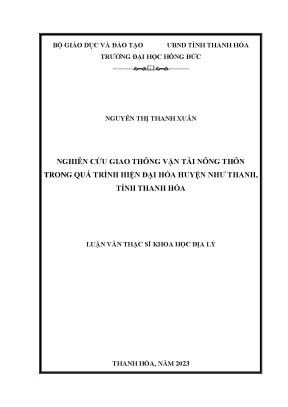 Luận văn nghiên cứu giao thông vận tải nông thôn trong quá trình hiện đại hóa huyện như thanh tỉnh thanh hóa