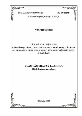 Luận văn thạc sĩ luật học đảm bảo quyền con người trong thi hành quyết định áp dụng biện pháp đưa vào cơ sở cai nghiện bắt buộc ở đắk lắk