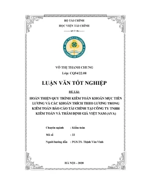 Luận văn hoàn thiện quy trình kiểm toán khoản mục tiền lương và các khoản trích theo lương tại công ty tnhh kiểm toán và thẩm định giá việt nam