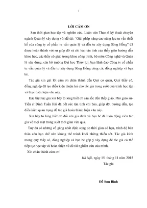 Luận văn thạc sĩ quản lý xây dựng giải pháp nâng cao năng lực tư vấn thiết kế của công ty cổ phần tư vấn quản lý đầu tư xây dựng sông hồng