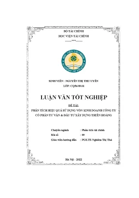 Luận văn tốt nghiệp phân tích hiệu quả sử dụng vốn kinh doanh công ty cổ phần tư vấn đầu tư xây dựng thiên hoàng