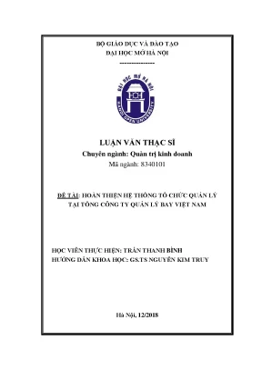 Luận văn thạc sĩ quản trị kinh doanh hoàn thiện hệ thống tổ chức quản lý tại tổng công ty quản lý bay việt nam