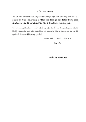 Luận văn thạc sĩ chuyên ngành khoa học môi trường phân tích đánh giá mức độ tổn thương dưới tác động của biến đổi khí hậu tại côn đảo và đề xuất giải pháp ứng phó