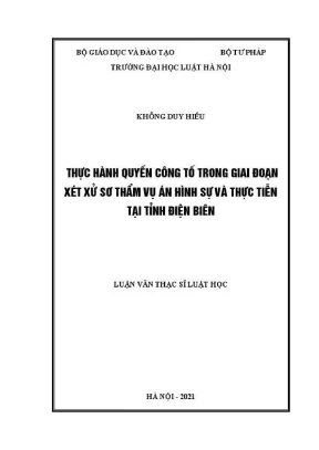 Luận văn thạc sĩ luật học thực hành quyền công tố trong giai đoạn xét xử sơ thẩm vụ án hình sự và thực tiễn tại tỉnh điện biên