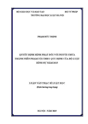 Luận văn thạc sĩ luật học quyết định hình phạt đối với người chưa thành niên phạm tội theo quy định của bộ luật hình sự năm 2015