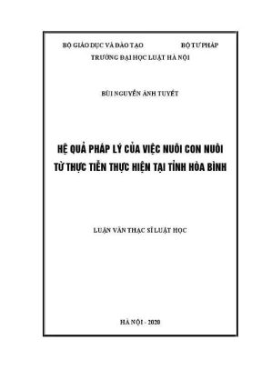 Luận văn thạc sĩ luật học hệ quả pháp lý của việc nuôi con nuôi từ thực tiễn thực hiện tại tỉnh hoà bình
