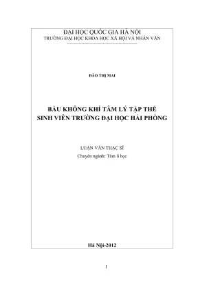 Luận văn thạc sĩ tâm lý học bầu không khí tâm lý tập thể sinh viên trường đại học hải phòng