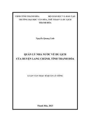 Luận văn thạc sĩ quản lý công quản lý nhà nước về du lịch của huyện lang chánh tỉnh thanh hóa