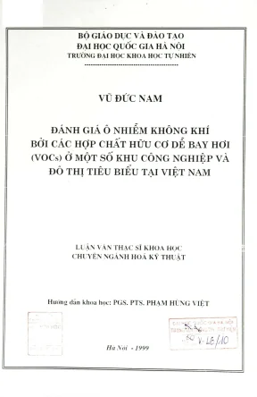 Luận văn thạc sĩ khoa học đánh giá ô nhiễm không khí bởi các hợp chất hữu cơ dễ bay hơi voc3 ở một số khu công nghiệp và đô thị tiêu biểu tại việt nam