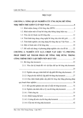 Luận văn thạc sĩ xây dựng công trình thủy nghiên cứu công nghệ bê tông nhẹ vào công trình thủy lợi trên nền đất yếu