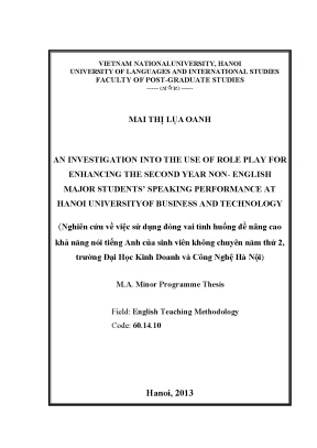 Luận văn thạc sĩ an investigation into the use of role play for enhancing second year non english major students speaking performance at hanoi university of business and technology