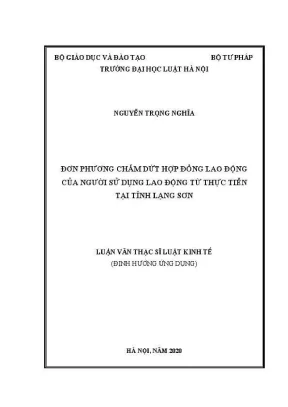 Luận văn thạc sĩ luật học đơn phương chấm dứt hợp đồng lao động của người sử dụng lao động từ thực tiễn tại tỉnh lạng sơn
