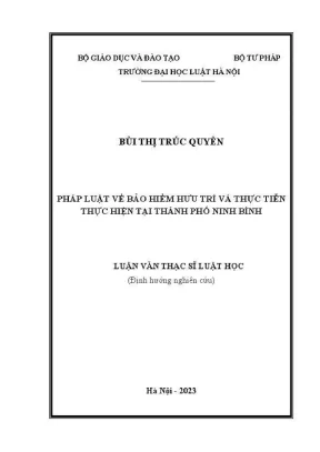 Luận văn thạc sĩ luật học pháp luật về bảo hiểm hưu trí và thực tiễn thực hiện tại thành phố ninh bình