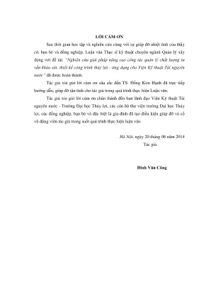 Luận văn thạc sĩ quản lý xây dựng nghiên cứu giải pháp nâng cao công tác quản lý chất lượng tư vấn khảo sát thiết kế công trình thủy lợi ứng dụng cho viện kỹ thuật tài nguyên nước