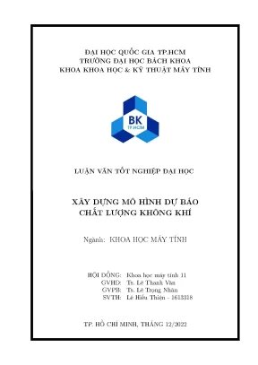 Luận văn tốt nghiệp khoa học máy tính xây dựng mô hình dự báo chất lượng không khí