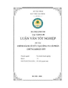 Luận văn chính sách cổ tức tại công ty cổ phần chứng khoán fpt