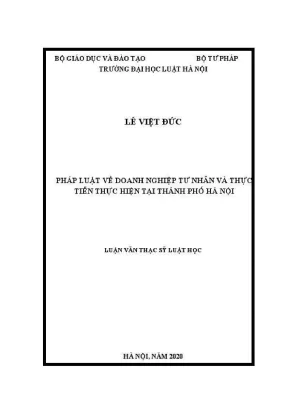 Luận văn thạc sĩ luật học pháp luật về doanh nghiệp tư nhân và thực tiễn thực hiện tại thành phố hà nội
