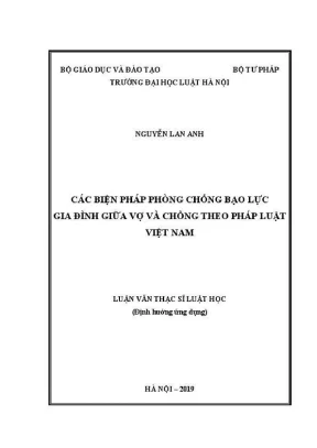 Luận văn thạc sĩ luật học các biện pháp phòng chống bạo lực gia đình giữa vợ và chồng theo pháp luật việt nam