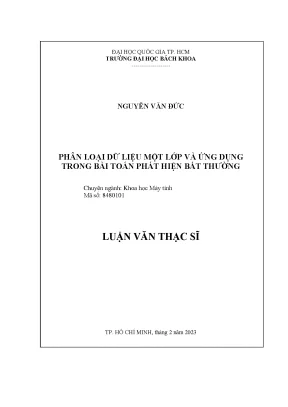 Luận văn thạc sĩ khoa học máy tính phân loại dữ liệu một lớp và ứng dụng trong bài toán phát hiện bất thường