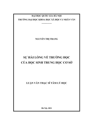 Luận văn thạc sĩ tâm lý học sự hài lòng về trường học của học sinh trung học cơ sở