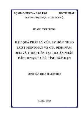 Luận văn thạc sĩ luật học hậu quả pháp lý của ly hôn theo luật hôn nhân và gia đình năm 2014 và thực tiễn tại tòa án nhân dân huyện ba bể tỉnh bắc kạn