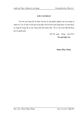 Luận văn thạc sĩ quản lý xây dựng đề xuất một số giải pháp tăng cường công tác quản lý chi phí các dự án đầu tư xây dựng công trình tại ban quản lý dự án kè cứng hóa bờ sông hồng