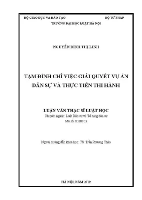 Luận văn thạc sĩ luật học tạm đình chỉ việc giải quyết vụ án dân sự và thực tiễn thi hành