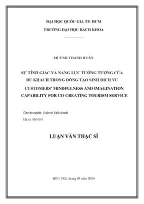 Luận văn thạc sĩ quản trị kinh doanh sự tỉnh giác và năng lực tưởng tượng của du khách trong đồng tạo sinh dịch vụ