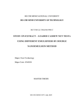 Luận văn thạc sĩ công nghệ thực phẩm study on extractloaded cashew nut testa using different emulsifiers by double nanoemulsion method