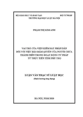 Luận văn thạc sĩ luật học vai trò của viện kiểm sát nhân dân đối với việc bảo đảm quyền của người chưa thành niên trong hoạt động tư pháp từ thực tiễn tỉnh phú thọ