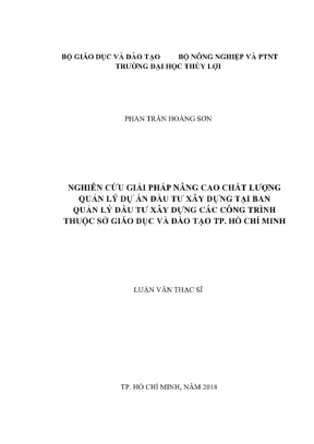Luận văn thạc sĩ quản lý xây dựng nghiên cứu giải pháp nâng cao chất lượng quản lý dự án tại ban quản lý đầu tư xây dựng các công trình thuộc sở giáo dục và đào tạo thành phố hồ chí minh