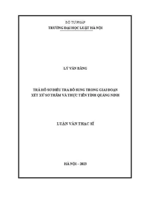 Luận văn thạc sĩ luật học trả hồ sơ để điều tra bổ sung trong giai đoạn xét xử hình sự sơ thẩm và thực tiễn tỉnh quảng ninh