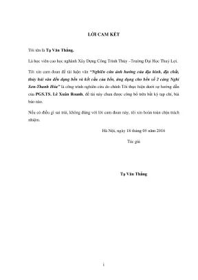 Luận văn thạc sĩ xây dựng công trình thủy nghiên cứu ảnh hưởng của địa hình địa chất thủy hải văn đến dạng bến và kết cấu bến ứng dụng cho bến số 2 cảng nghi sơn thanh hóa