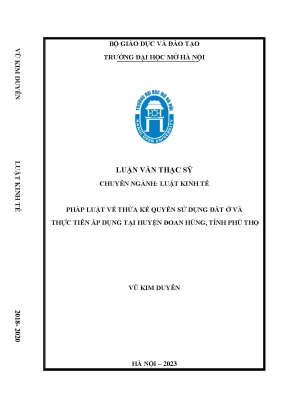 Luận văn thạc sĩ pháp luật về thừa kế quyền sử dụng đất ở và thực tiễn áp dụng tại huyện đoan hùng tỉnh phú thọ