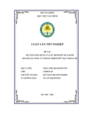 Luận văn kế toán bán hàng và xác định kết quả kinh doanh tại công ty tnhh sản xuất thương mại và đầu tư thế giới đệm việt