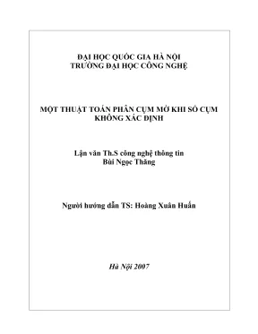 Luận văn thạc sĩ công nghệ thông tin một thuật toán phân cụm mờ khi số cụm không xác định