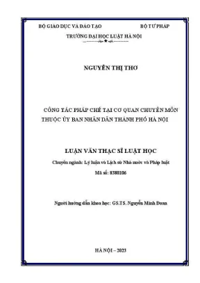 Luận văn thạc sĩ luật học công tác pháp chế tại cơ quan chuyên môn thuộc uỷ ban nhân dân thành phố hà nội