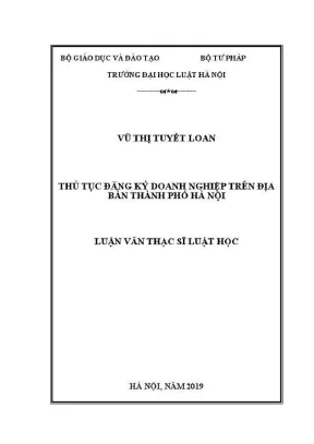 Luận văn thạc sĩ luật học thủ tục đăng ký doanh nghiệp trên địa bàn thành phố hà nội