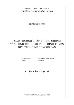 Luận văn thạc sĩ kỹ thuật viễn thông các phương pháp phòng chống tấn công cho giao thức định tuyến rpl trong mạng 6lowpan