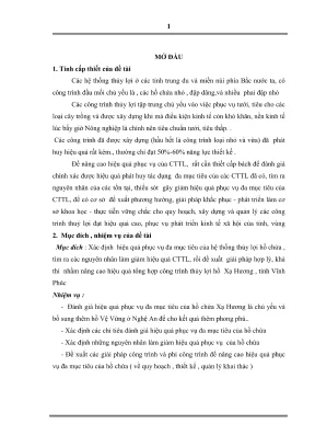 Luận văn thạc sĩ quy hoạch và quản lý tài nguyên nước nâng cao hiệu quả tổng hợp công trình thủy lợi hồ xạ hương vĩnh phúc
