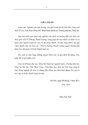 Luận văn thạc sĩ quy hoạch và quản lý tài nguyên nước nghiên cứu ảnh hưởng của quá trình đô thị hóa đến công suất thiết kế của trạm bơm đông mỹ