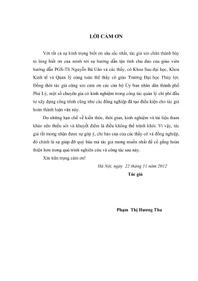 Luận văn thạc sĩ kinh tế tài nguyên thiên nhiên và môi trường hoàn thiện công tác quản lý chi phí các dự án đầu tư xây dựng công trình sử dụng vốn ngân sách nhà nước trên địa bàn thành phố phủ lý