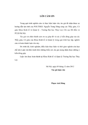 Luận văn thạc sĩ kinh tế tài nguyên thiên nhiên và môi trường nghiên cứu giải pháp nâng cao công tác quản lý đê điều trong quá trình đô thị hóa ở huyện từ liêm hà nội