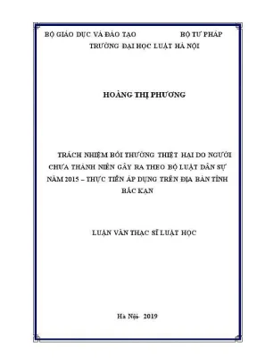 Luận văn thạc sĩ luật học trách nhiệm bồi thường thiệt hại do người chưa thành niên gây ra theo bộ luật dân sự năm 2015 thực tiễn áp dụng trên địa bàn tỉnh bắc kạn
