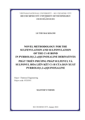 Luận văn thạc sĩ kỹ thuật hóa học novel methodology for the sulfenylation and sulfonylation of the c1h bond in pyrrolo 1 2a quinoxaline derivatives