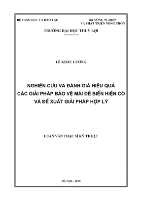 Luận văn thạc sĩ xây dựng công trình thủy nghiên cứu đánh giá hiệu quả các giải pháp bảo vệ mái đê biển hiện có và đề xuất giải pháp hợp lý